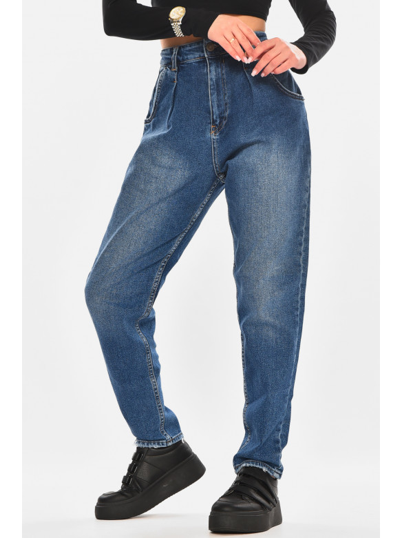 Джинси жіночі однотонні синього кольору 1037 210478C
