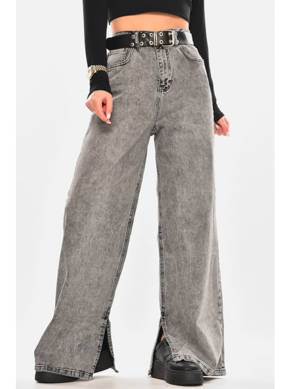 Джинси жіночі однотонні сірого кольору 00225 210481C