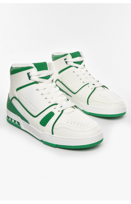 Кроссовки мужские бело-зеленого цвета L 173-3 210482C Кроссовки мужские бело-зеленого цвета L 173-3 210482C