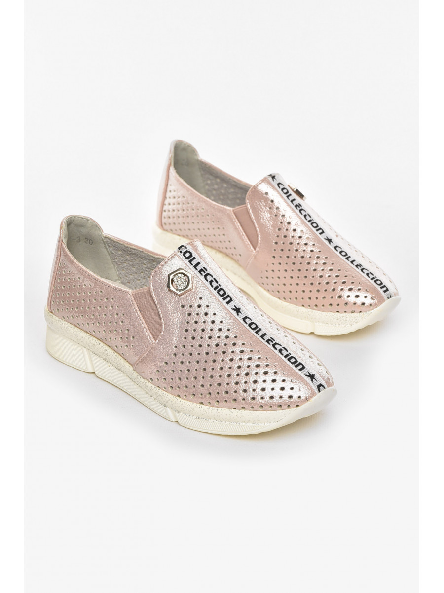 Туфли-лоферы детские для девочки пудрового цвета 211-3 210484C