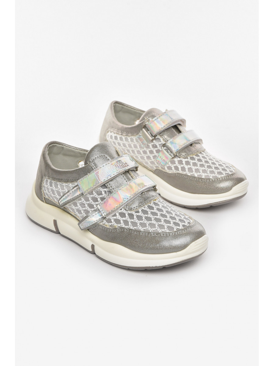 Кроссовки детские летние для девочки серебристого цвета 9621-1 210485C