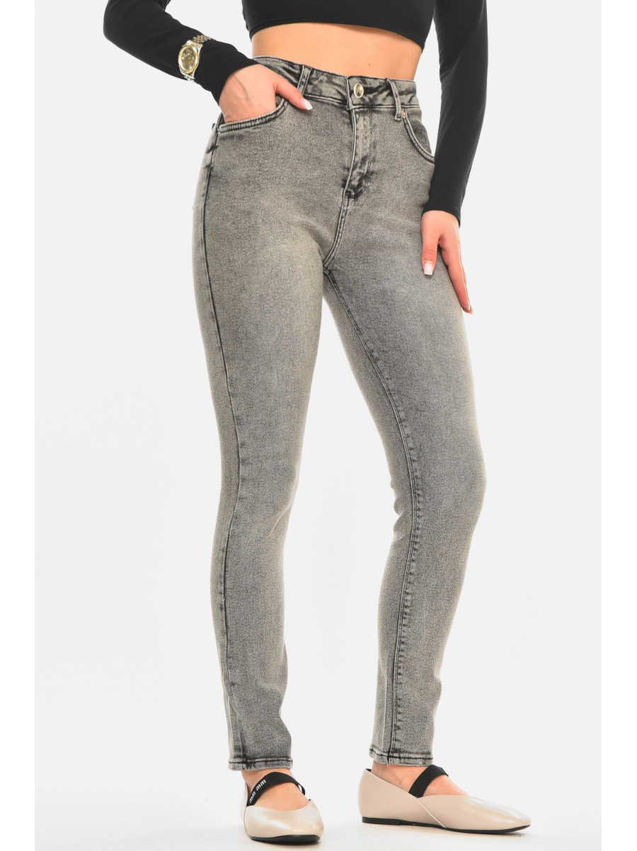 Джинси жіночі однотонні сірого кольору 00624 210487C