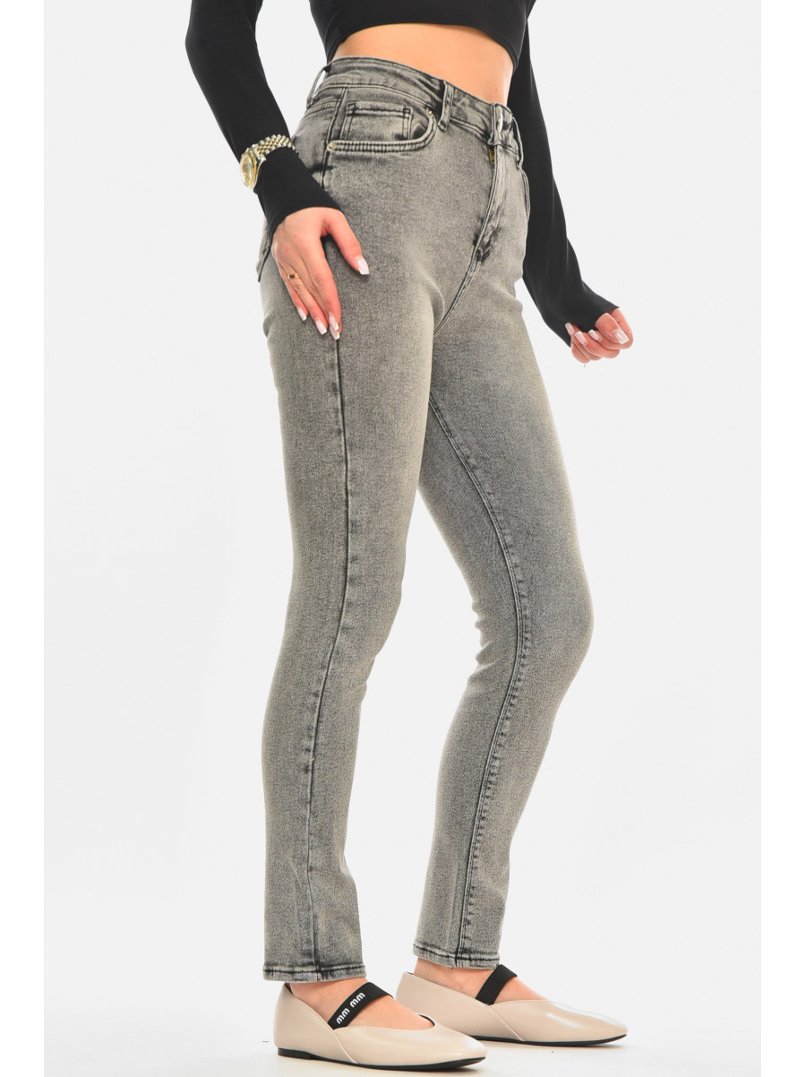 Джинси жіночі однотонні сірого кольору 00624 210487C