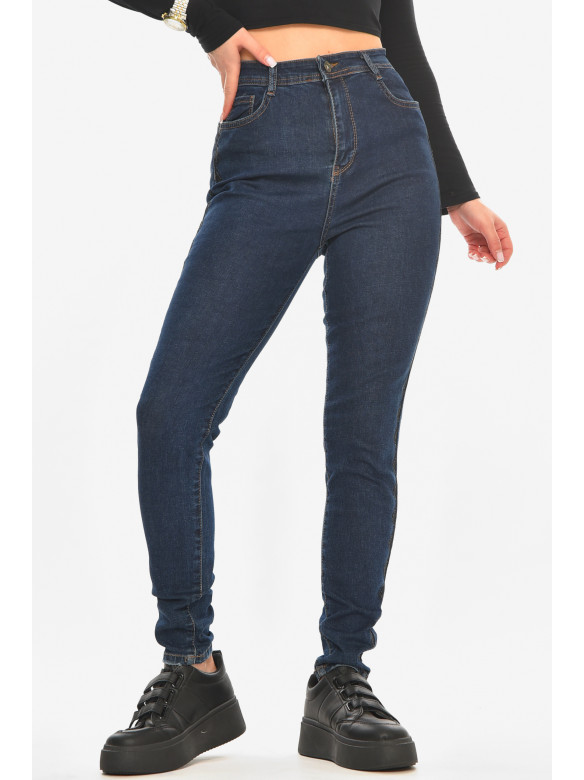 Джинси жіночі однотонні синього кольору 0945 210488C