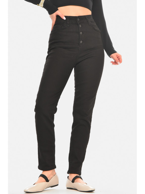 Джинси жіночі однотонні чорного кольору 0784 210494C