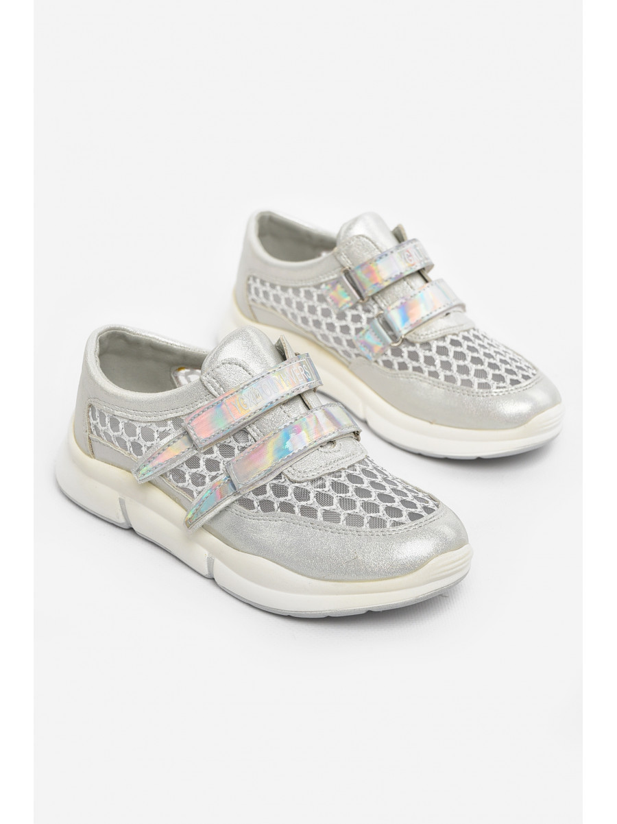 Кроссовки детские летние для девочки серебристого цвета 9621-2 210495C