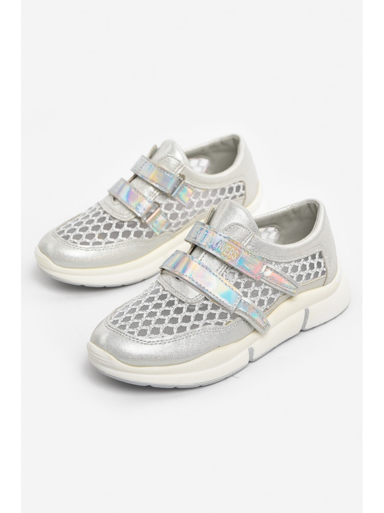 Кроссовки детские летние для девочки серебристого цвета 9621-2 210495C