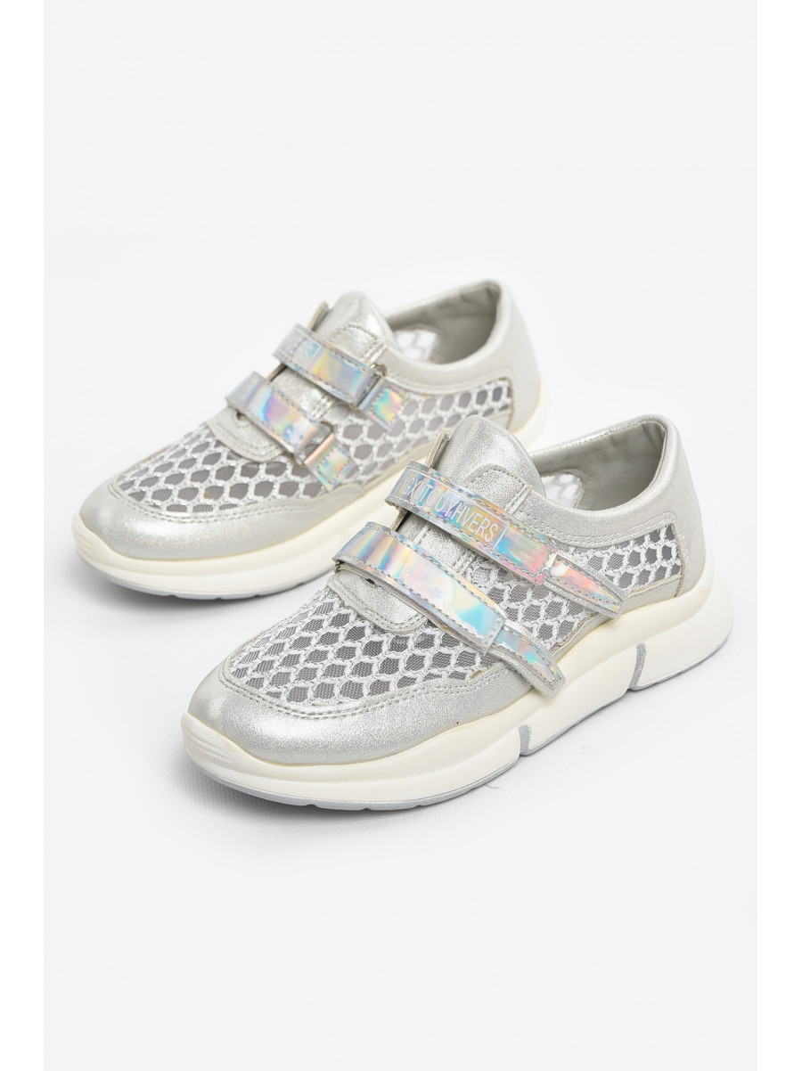 Кроссовки детские летние для девочки серебристого цвета 9621-2 210495C