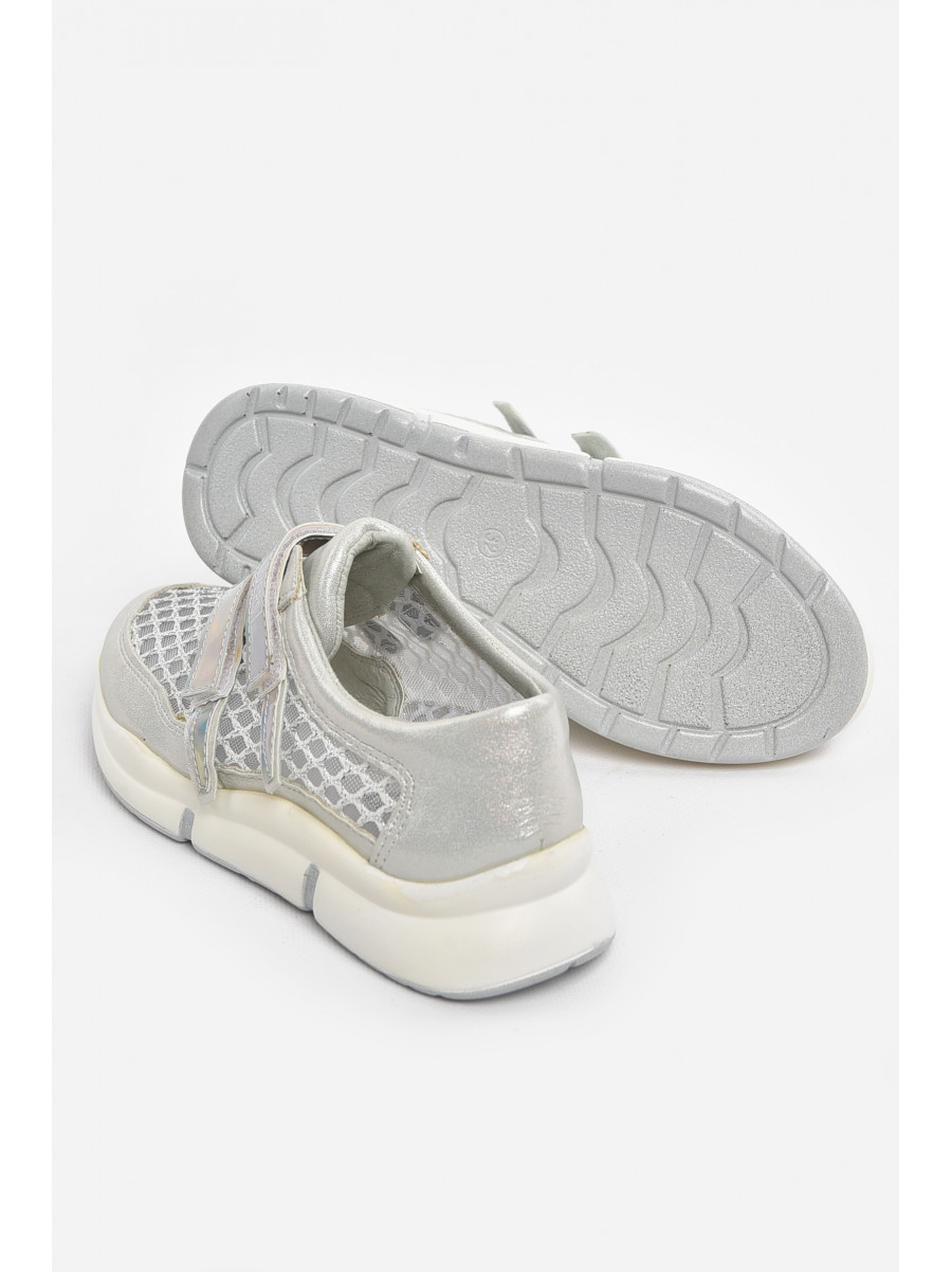 Кроссовки детские летние для девочки серебристого цвета 9621-2 210495C