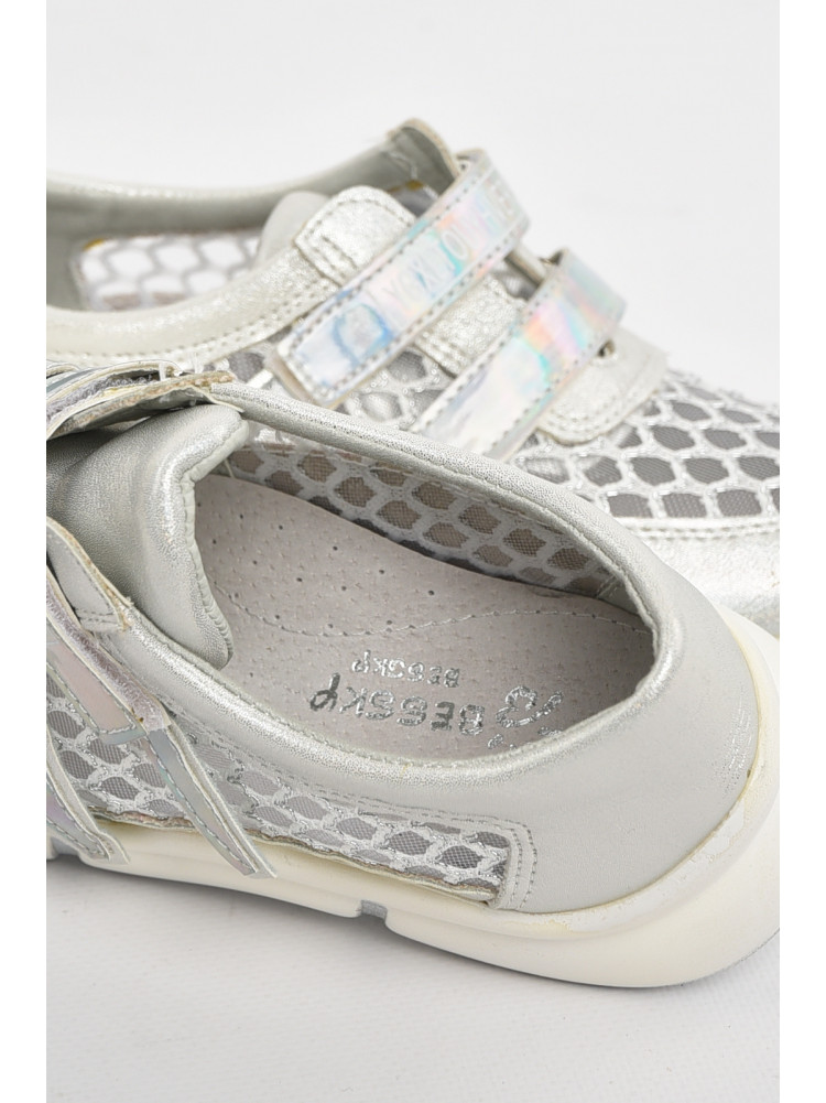 Кроссовки детские летние для девочки серебристого цвета 9621-2 210495C