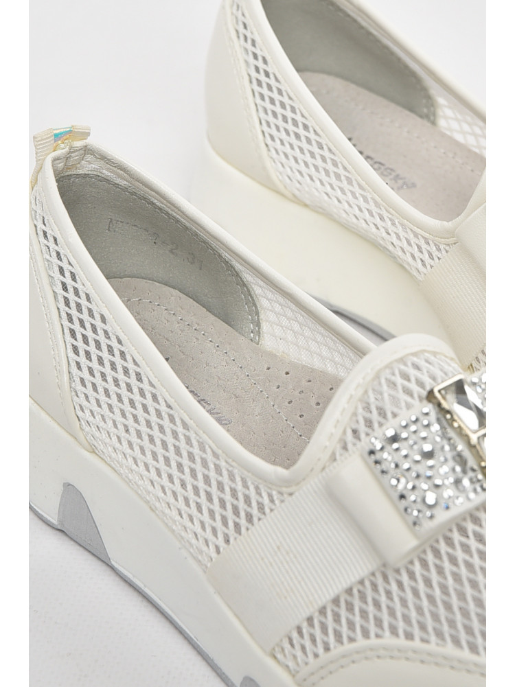 Туфли-лоферы детские для девочки белого цвета 206-2 210497C