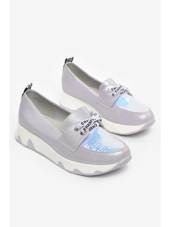 Туфли-лоферы детские для девочки сиреневого цвета 205-5 210499C