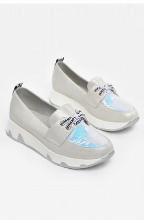 Туфлі-лофери дитячі для дівчинки сріблястого кольору 205-2 210500C Туфлі-лофери дитячі для дівчинки сріблястого кольору 205-2 210500C