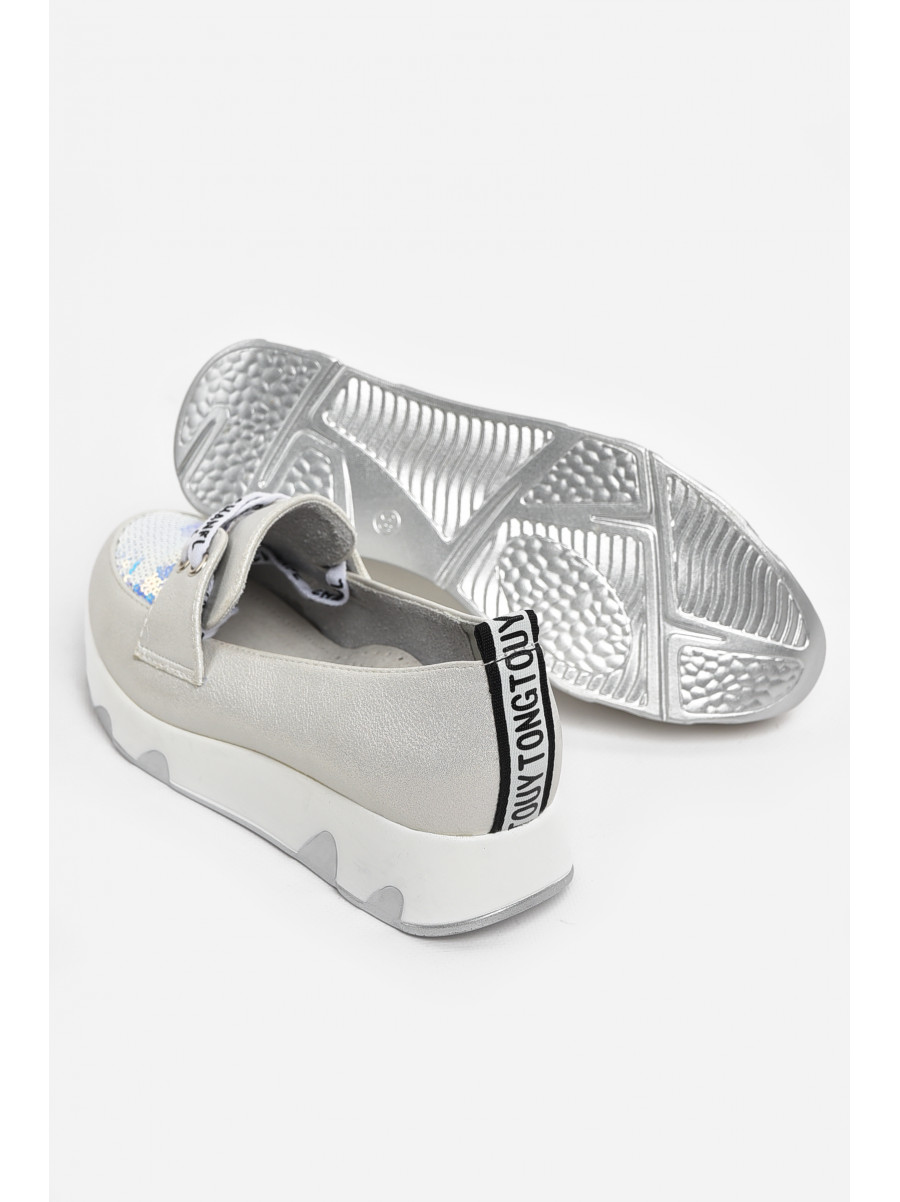 Туфлі-лофери дитячі для дівчинки сріблястого кольору 205-2 210500C