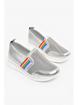 Туфлі-лофери дитячі для дівчинки сріблястого кольору 207-3 210502C