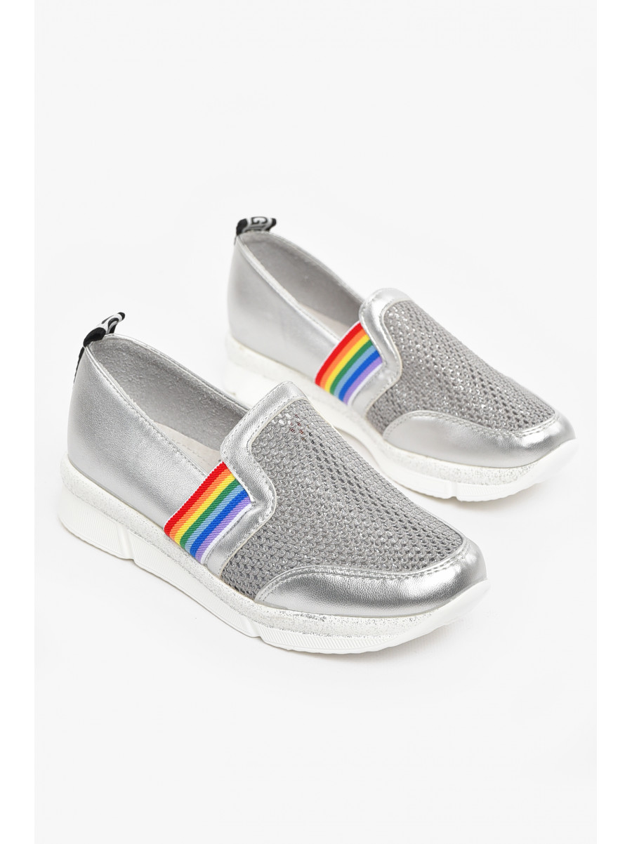 Туфлі-лофери дитячі для дівчинки сріблястого кольору 207-3 210502C