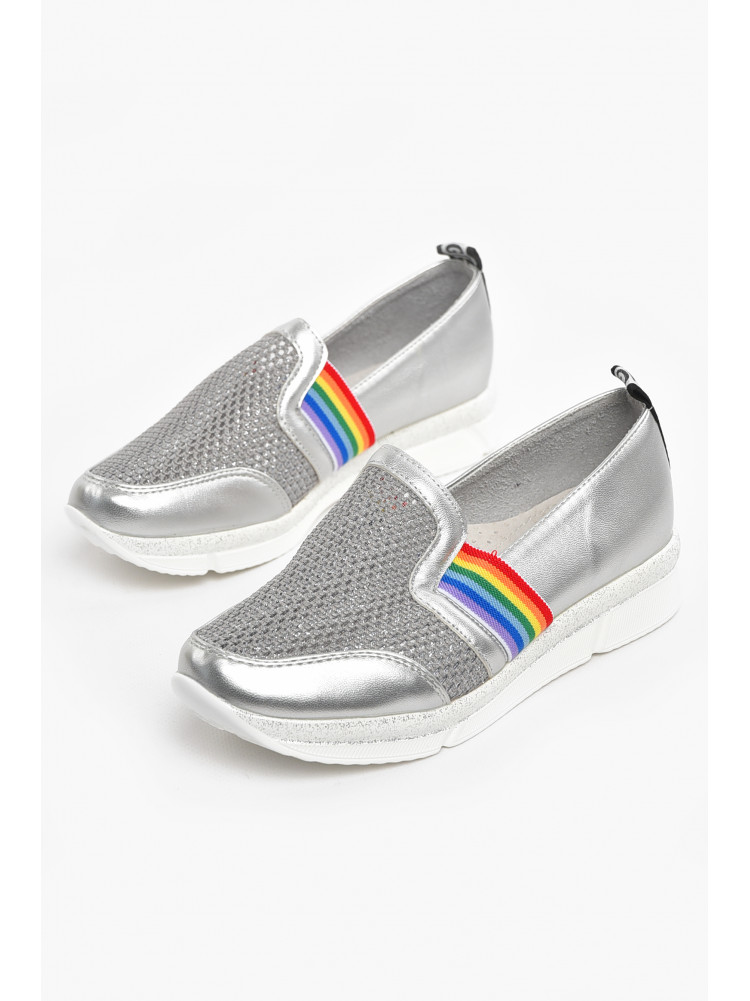 Туфлі-лофери дитячі для дівчинки сріблястого кольору 207-3 210502C
