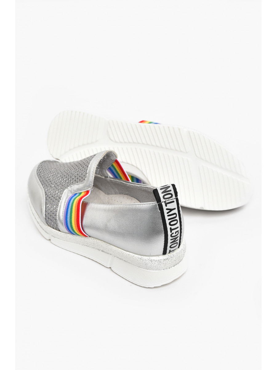 Туфлі-лофери дитячі для дівчинки сріблястого кольору 207-3 210502C