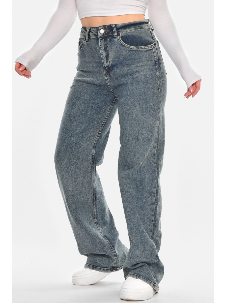 Джинсы женские однотонные синего цвета 00423 210505C
