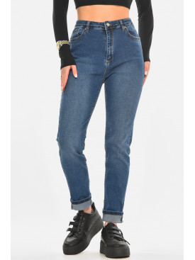 Джинси жіночі однотонні синього кольору RW-101-1 210510C