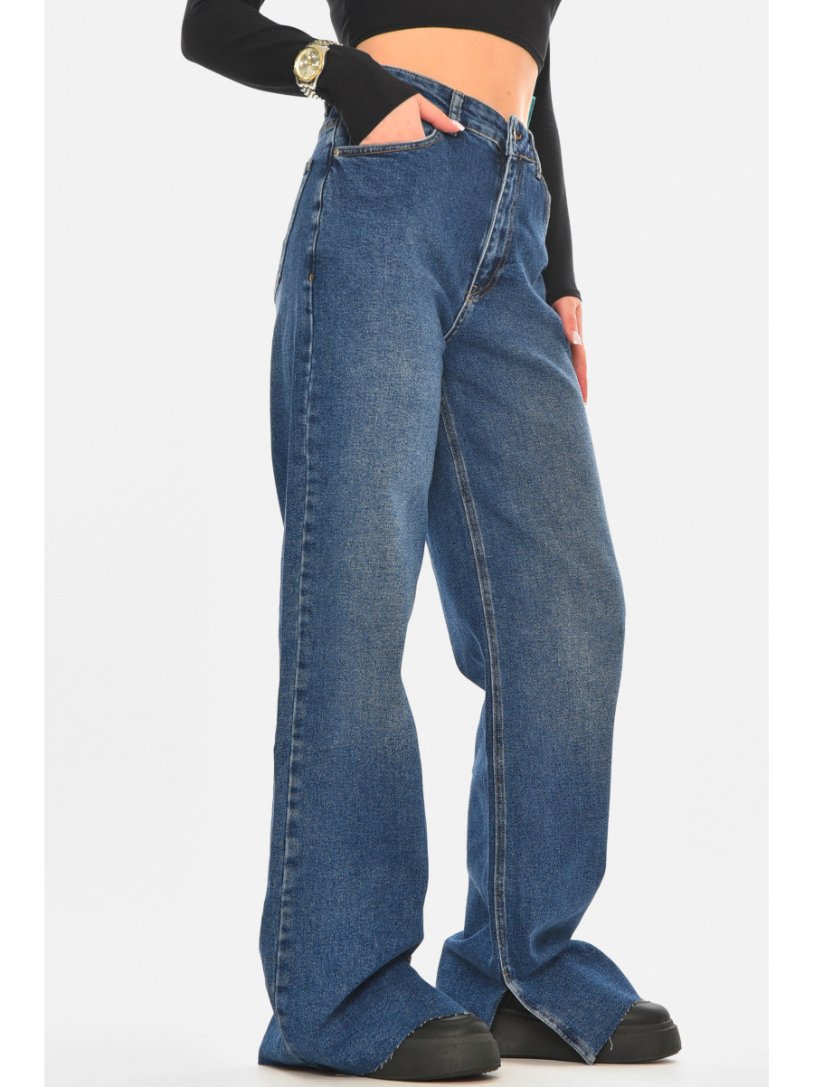 Джинси жіночі однотонні синього кольору RW-502-1 210518C