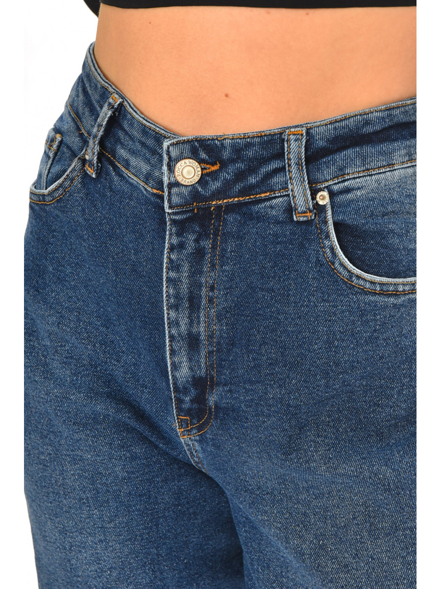 Джинси жіночі однотонні синього кольору RW-502-1 210518C