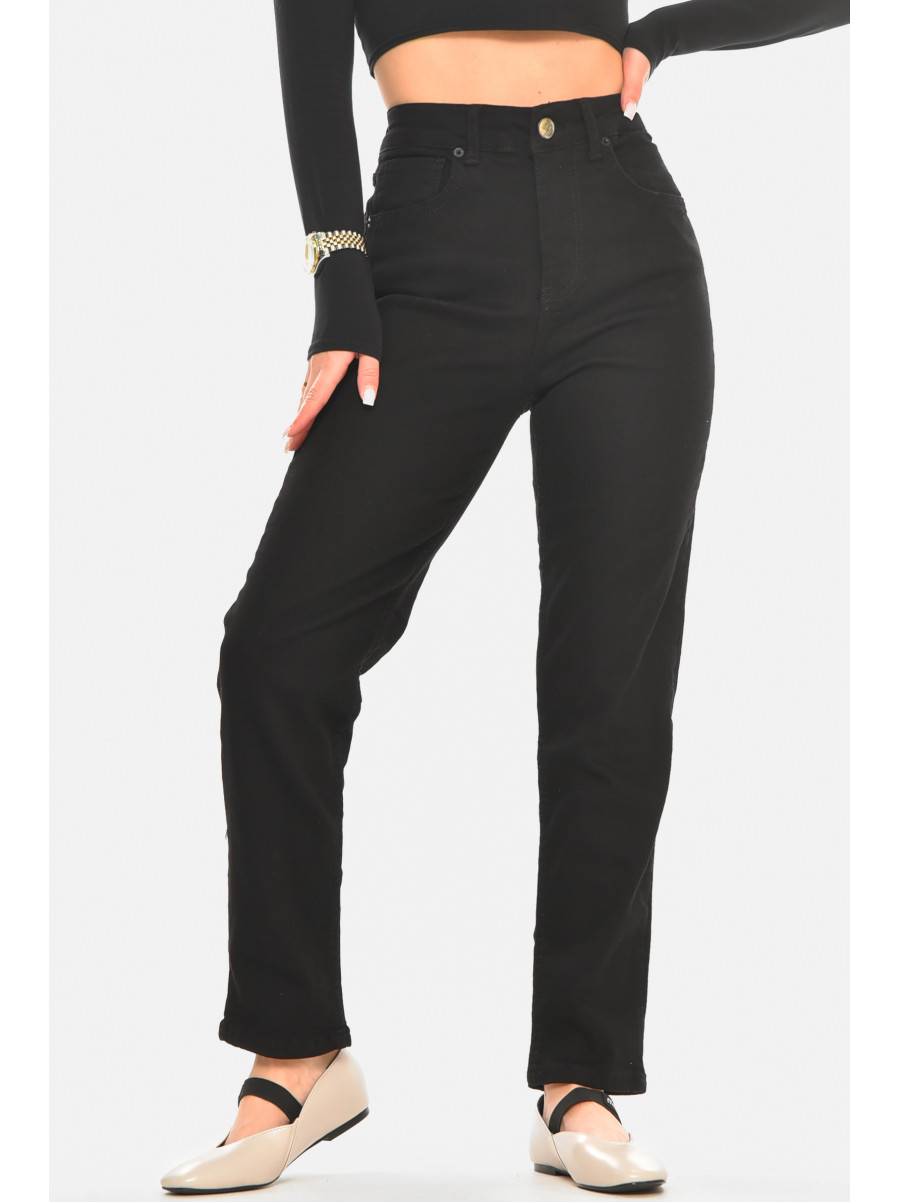 Джинси жіночі однотонні чорного кольору 00952 210519C