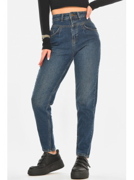 Джинси жіночі однотонні темно-синього кольору 2567 210520C