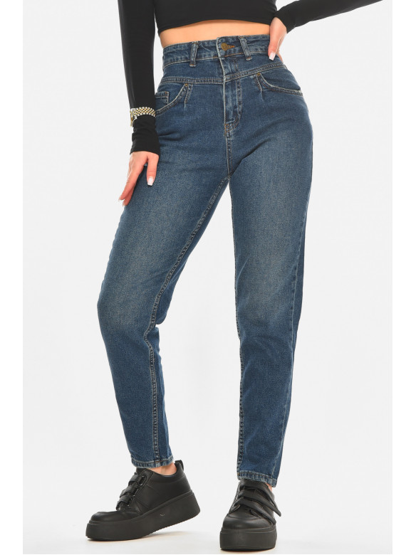 Джинси жіночі однотонні темно-синього кольору 2567 210520C