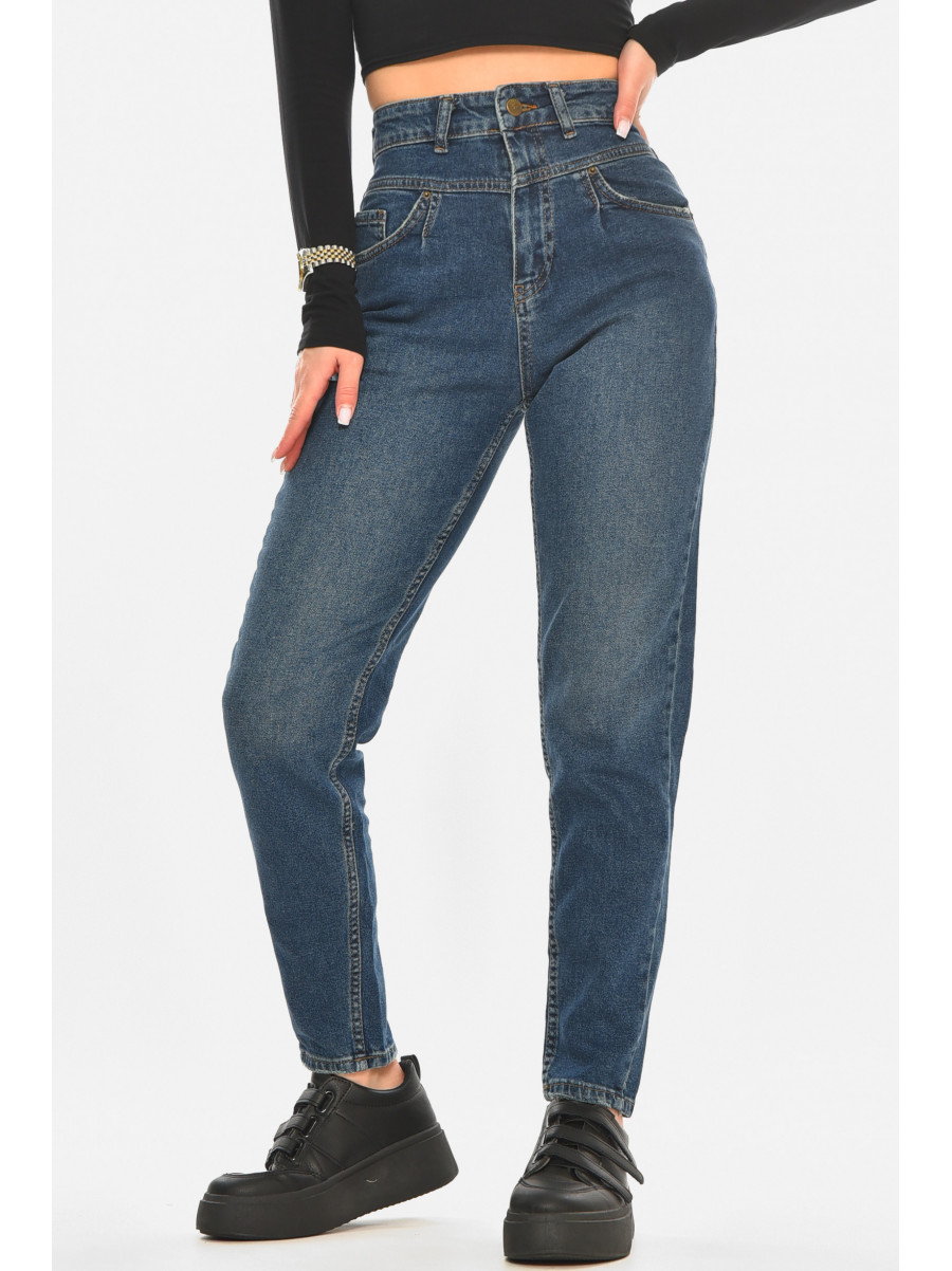 Джинси жіночі однотонні темно-синього кольору 2567 210520C