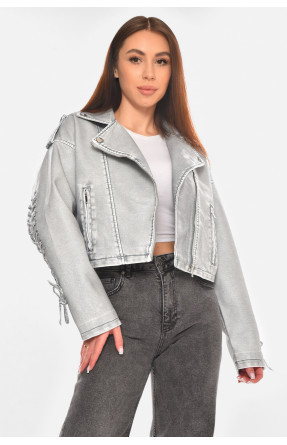 Куртка-косуха женская демисезонная эко-кожа серого цвета 2337 210525C