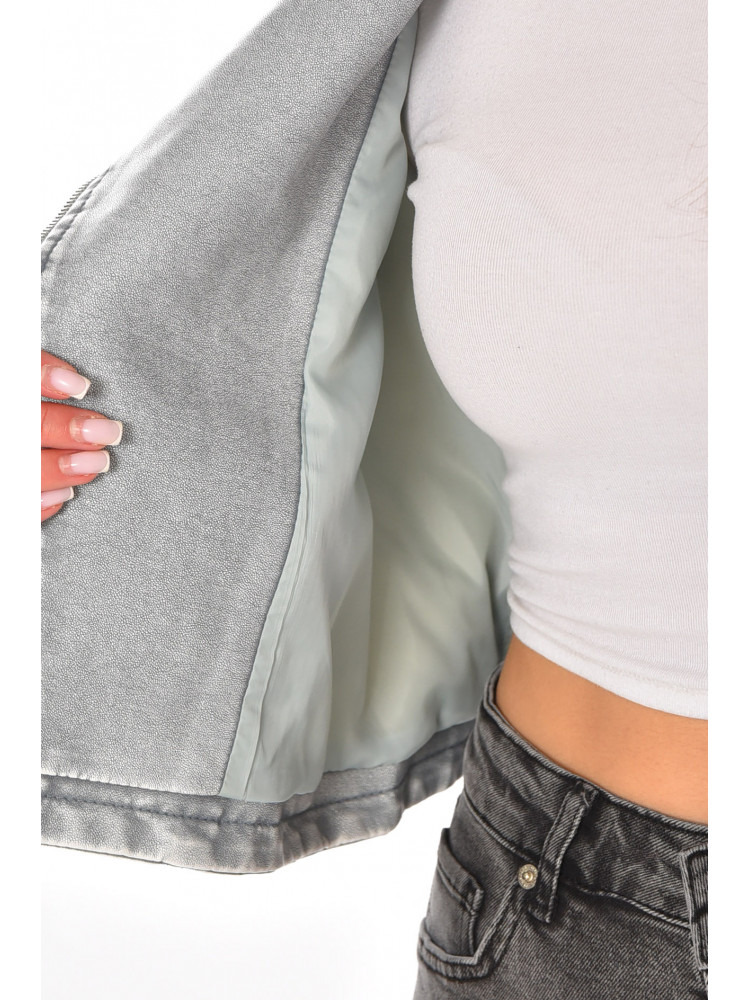 Куртка-косуха женская демисезонная эко-кожа серого цвета 2337 210525C