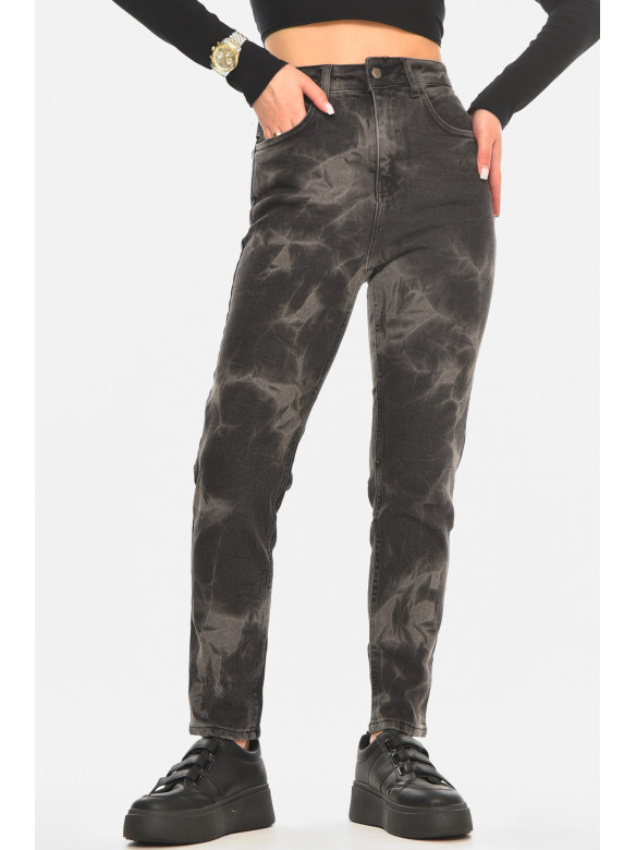 Джинси жіночі чорного кольору з принтом 00128 210529C