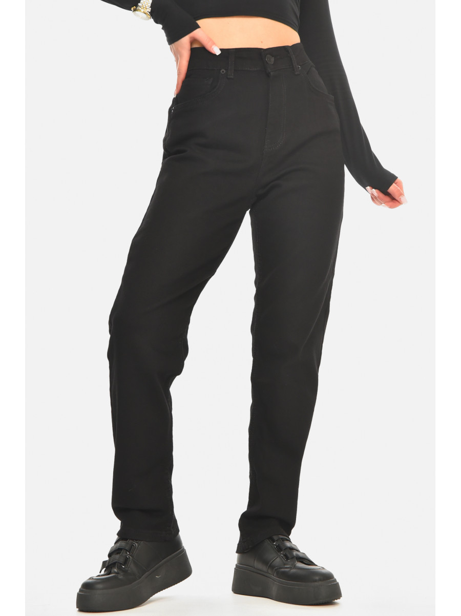 Джинси жіночі однотонні чорного кольору 001128 210532C