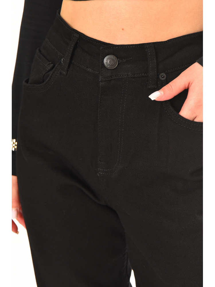 Джинси жіночі однотонні чорного кольору 001128 210532C
