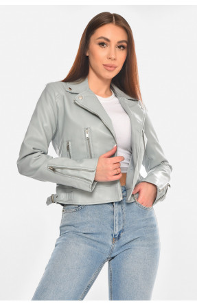 Куртка-косуха женская демисезонная эко-кожа серого цвета 2201 210535C