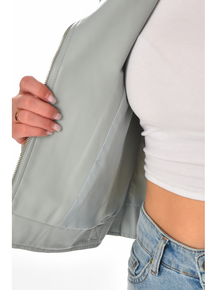 Куртка-косуха женская демисезонная эко-кожа серого цвета 2201 210535C