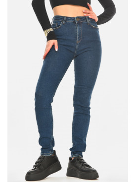 Джинсы женские однотонные тёмно-синего цвета 113 210540C