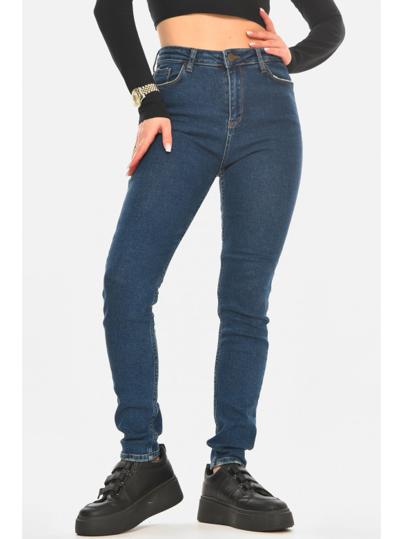 Джинси жіночі однотонні темно-синього кольору 113 210540C