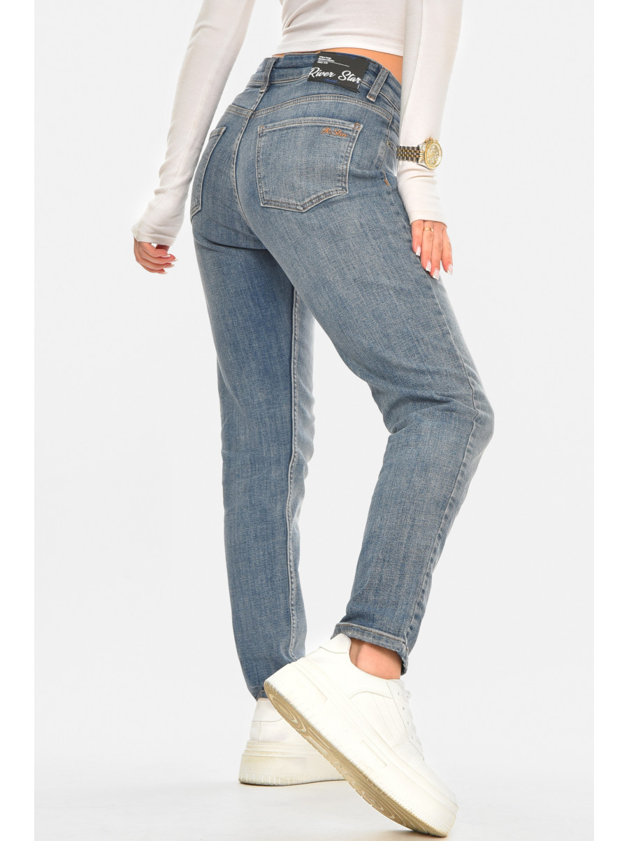 Джинси жіночі однотонні синього кольору 1138 210548C