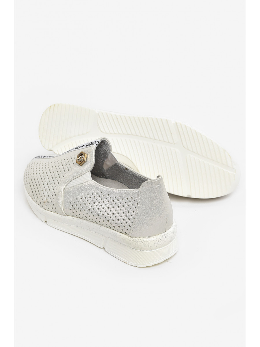 Туфлі-лофери дитячі для дівчинки сріблястого кольору 211-2 210552C