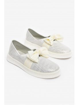 Туфли-лоферы детские для девочки серебристого цвета 9875-2 210554C