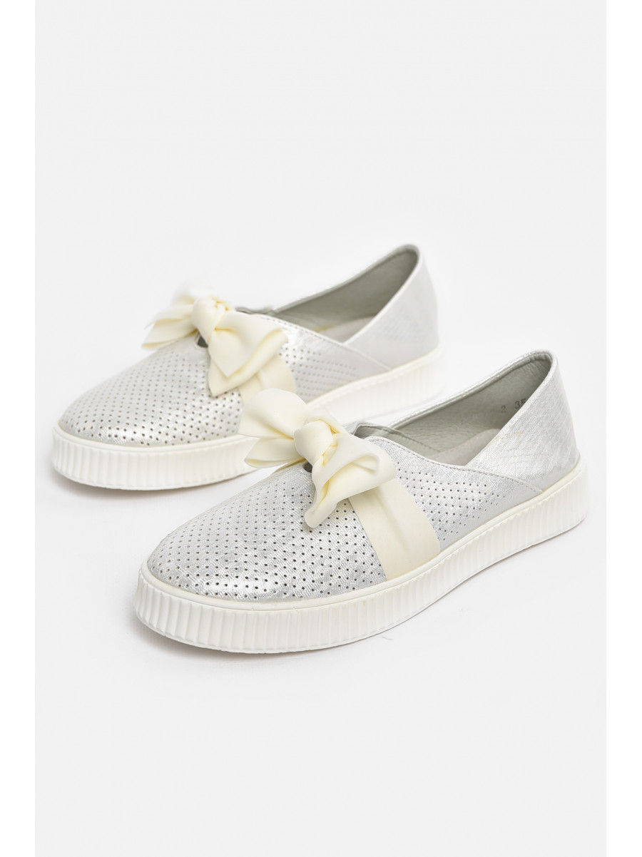 Туфлі-лофери дитячі для дівчинки сріблястого кольору 9875-2 210554C