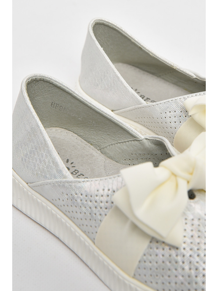 Туфлі-лофери дитячі для дівчинки сріблястого кольору 9875-2 210554C