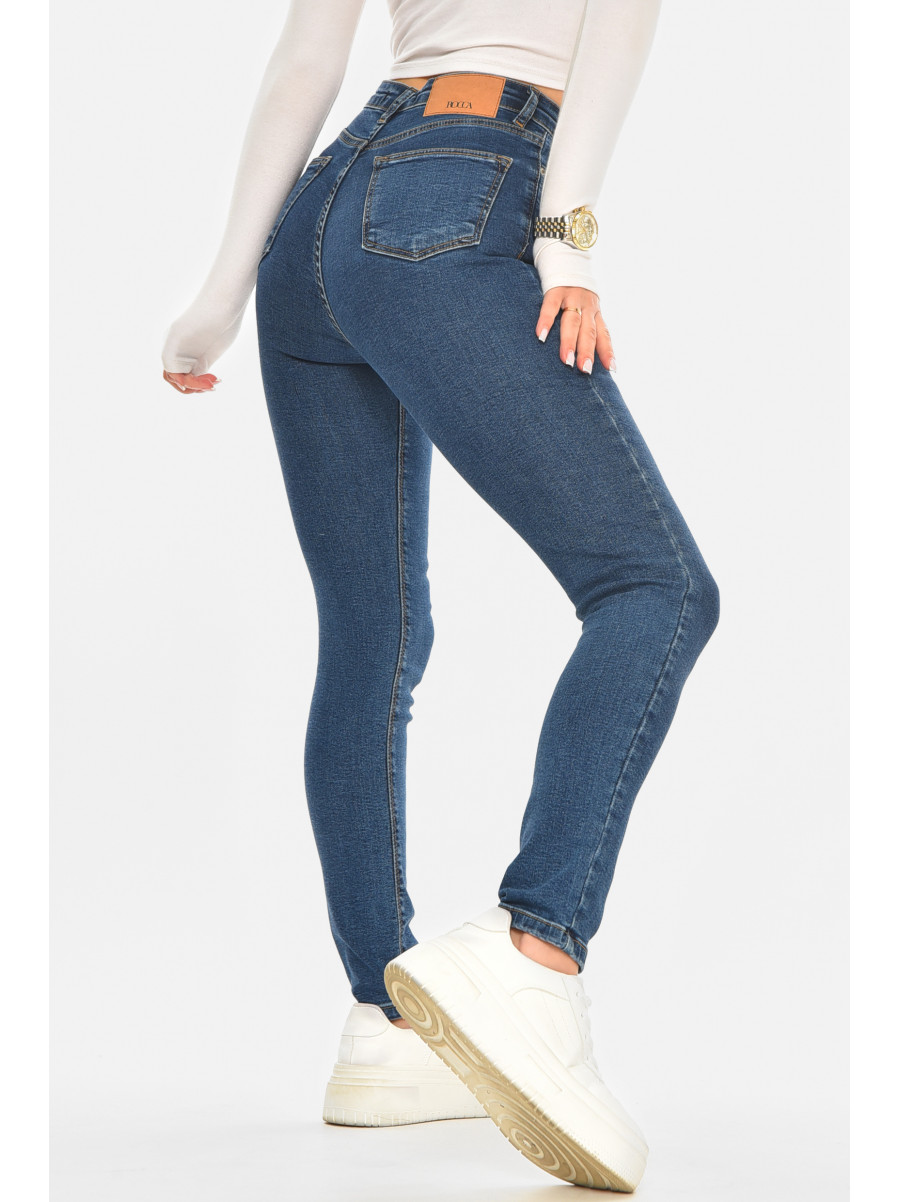 Джинси жіночі однотонні темно-синього кольору RW-01-1 210562C