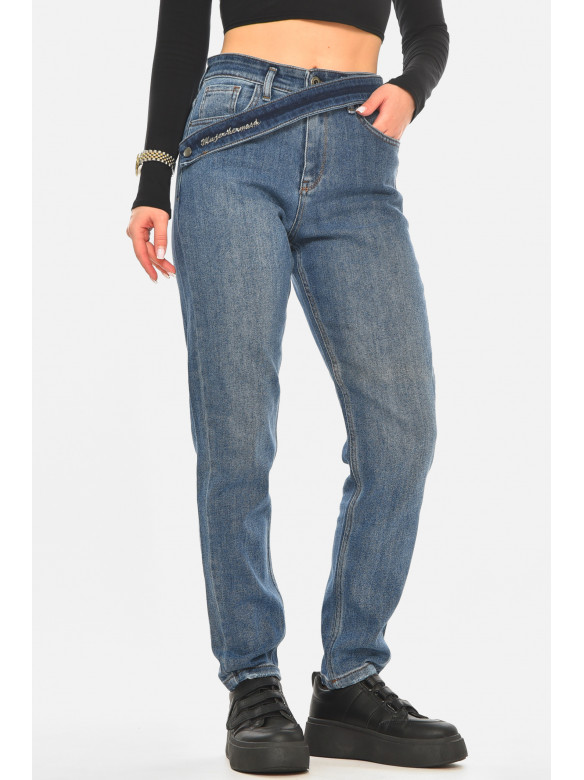 Джинси жіночі однотонні темно-синього кольору 1951 210563C