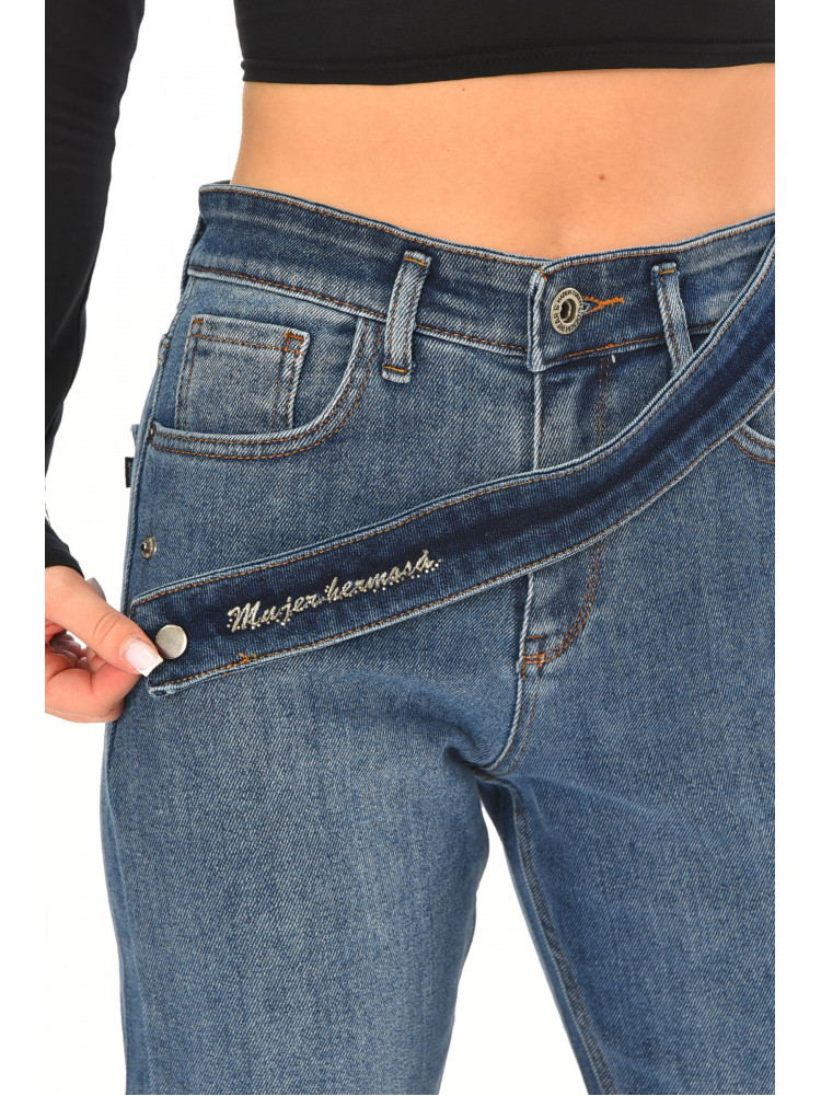 Джинси жіночі однотонні темно-синього кольору 1951 210563C