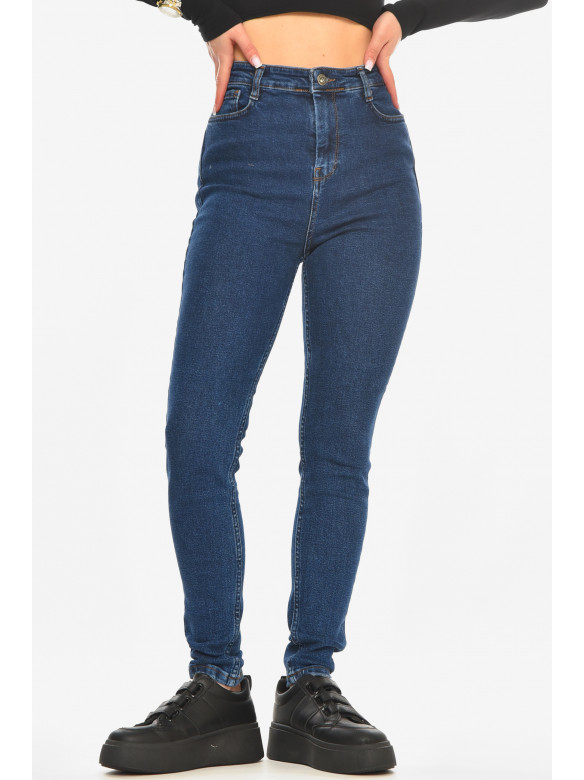 Джинси жіночі однотонні темно-синього кольору 3181 210564C