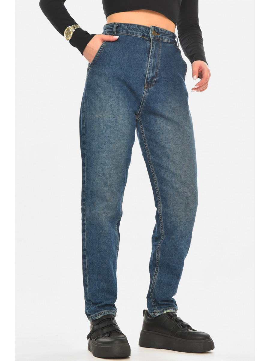 Джинси жіночі однотонні синього кольору 4517 210566C