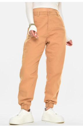 Джинси жіночі однотонні темно-бежевого кольору 2560 210570C